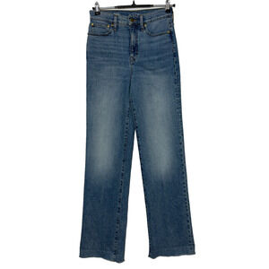 J Crew Jeans Womens 25 Tall Blue Slim Wide Leg Raw Hem Stretch Measures 26X33